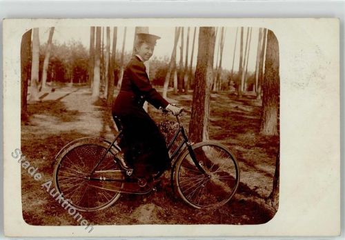 Frau Fahrrad 1906 Foto AK