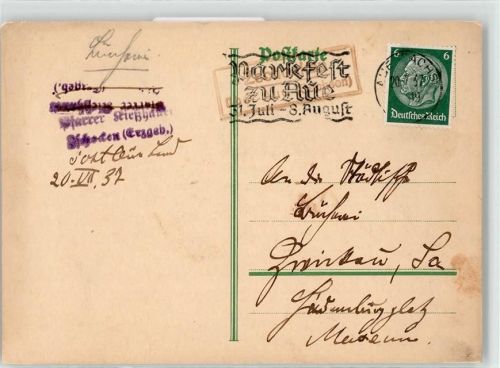 08280 O9400 Aue , Sachs - Landpoststempel