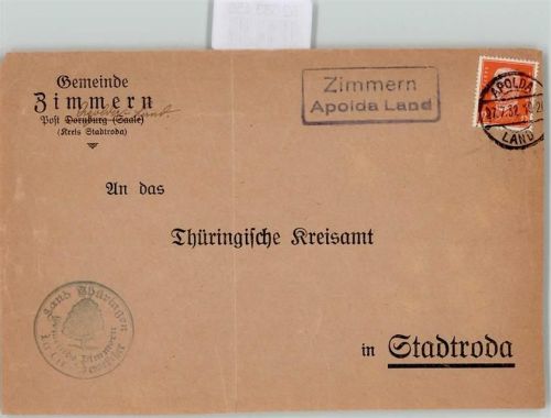 99947 O5821 Zimmern b Bad Langensalza - Landpoststempel