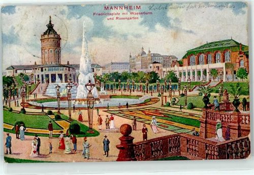 68159 W6800 Mannheim - Friedrichsplatz Wasserturm Rosengarten