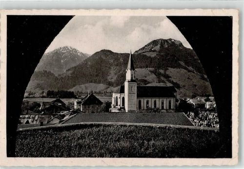 Hindelang Kirche Blick von der Kriegergedächtniskapelle