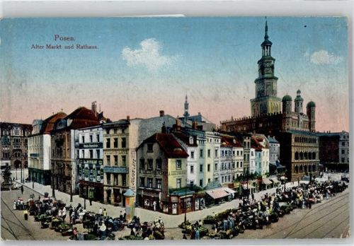 Posen 1915 Marktszene Rathaus