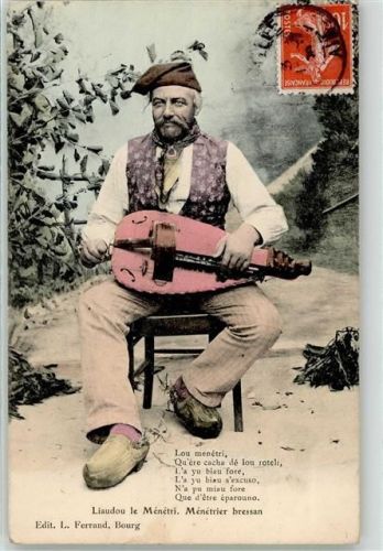 Hauteville-Lompnes 1908 Musiker Tracht Ort lt. Stempel