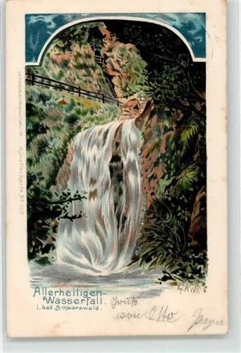 Allerheiligen 1908 Wasserfall Schwarzwald sign. G.Kilb