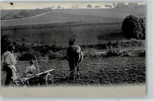 1904 Mann Kind Pferd Feld Pflug
