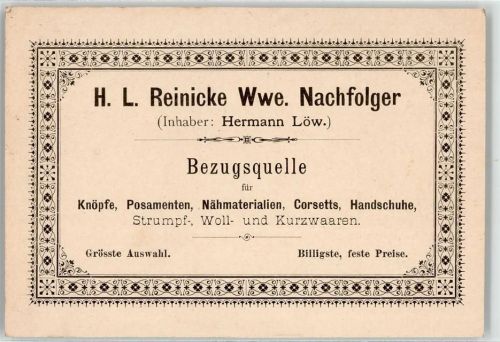 98574 O6080 Schmalkalden Nota H.L.Reinicke Hermann Löw Kurzwarenhandlung