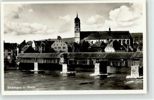 Bad Säckingen Holzbrücke Kirche Rhein