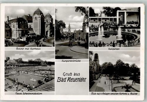 Bad Neuenahr 1951 Schwimmbad Hotel Casino Kurgartenbrücke Notopfermarke Berlin