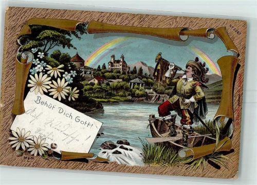 Behüt Dich Gott Trompeter von Säckingen AK Regenbogen 1899 Lithographie