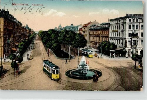 Mannheim 1915 Kaiserring Straßenbahn