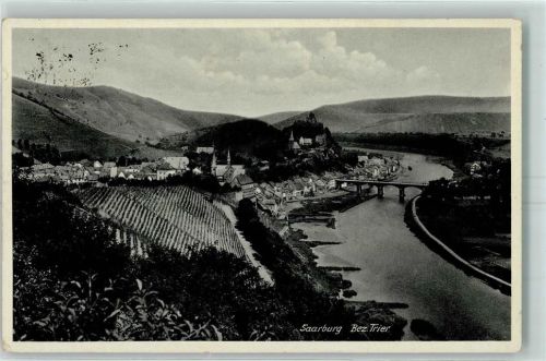 54439 W5510 Saarburg , Saar - Saar mit Brücke Saarburg