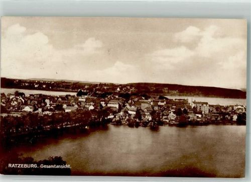 23909 W2418 Ratzeburg 1929 Foto AK Panorama des Ortes mit der St.-Petri-Kirche