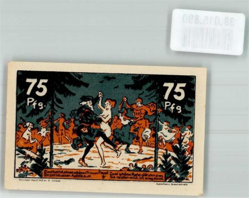 Brocken 1921 Gutschein über 75 Pfennig Hexentanzplatz
