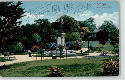 Opava 1913 Kaiser Josefspark Denkmal