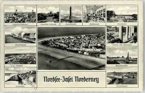 Norderney Dampferankunft Kurhaus Leuchtturm Wellenbad Marienhöhe Kaiserstraße