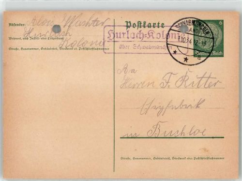 86857 W8931 Hurlach , Oberbay Ganzsache Landpoststempel
