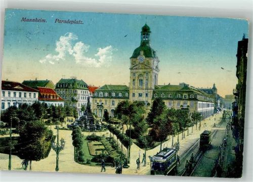 Mannheim 1912 Paradeplatz Straßenbahn