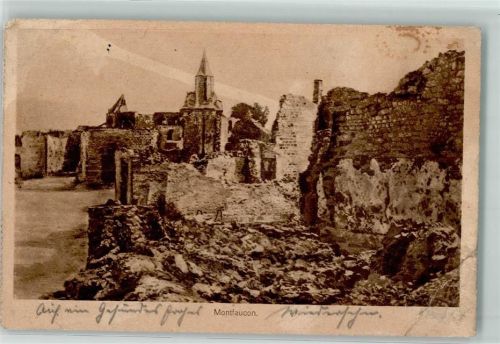 Montfaucon 1917 Feldpost Zerstörung Kirche 1. Weltkrieg