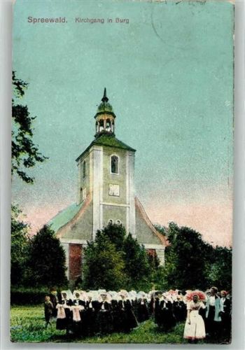 Burg 1920 Ev. Kirche Burg Tracht Hüttenstempel Poblenzschänke