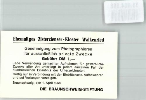 Walkenried Zisterzienserkloster Fotografiergenehmigung