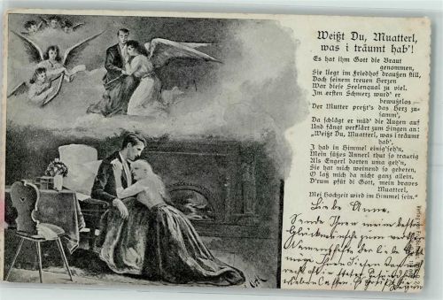1899 Es hat ihm Gott die Braut genommen "Weißt Du, Mutter" Engel AK