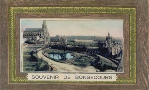 76240 Bonsecours - Bonsecours (Frankreich) Leporello II (minimaler Einriss, fleckig RS)