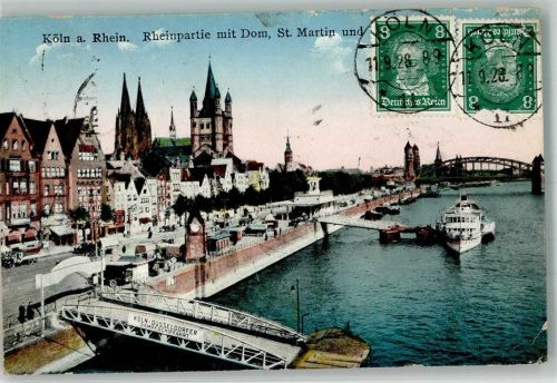 Köln Stadt Rheinpartie Dom St. Martin Dampfschifffahrt Schiff Boot Brücke