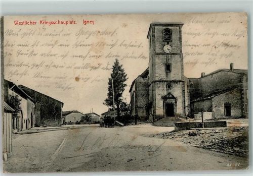 Igney 1916 Feldpost Westlicher Kriegsschauplatz Turm Uhr
