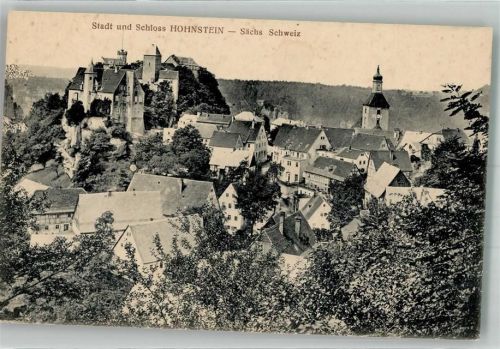 Hohnstein 1920 Panorama des Ortes mit Stadtkirche und Schloss Hohnstein
