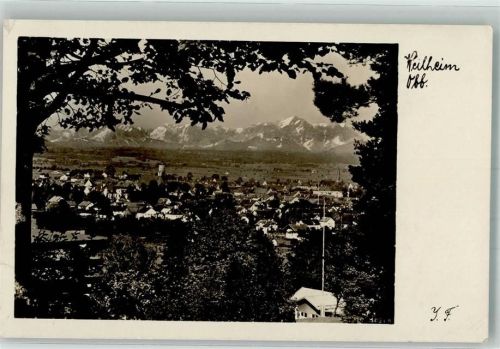 Weilheim 1937 Panorama der Stadt mit der Stadtpfarrkirche Mariä Himmelfahrt