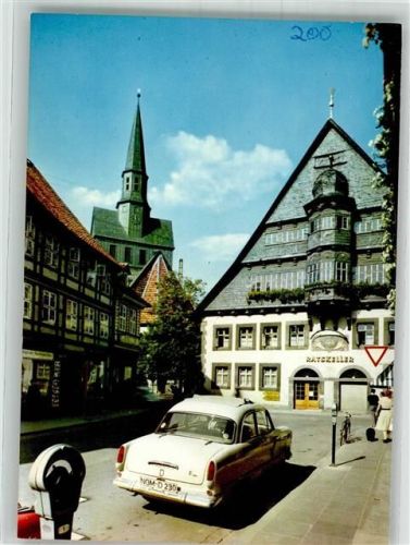 Osterode Rathaus Gasthaus Ratskeller und Kirchturm St. Aegidien Ford G13