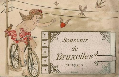 Brüssel - Brüssel (Belgien) Leporello, Präge-Karte, Fahrrad I-II