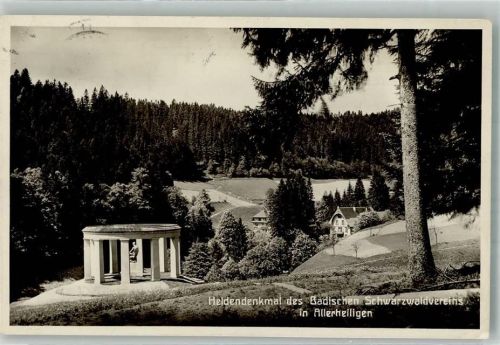 Allerheiligen 1928 Kriegerdenkmal des Badischen Schwarzwaldvereins Hüttenstempel Mittenmaiers Kurhaus