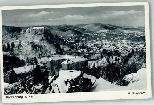 Blankenburg Panorama des Ortes mit Schlosshotel Bergkirche St. Bartholomäus und Welfenschloss Fotograf Bornemann