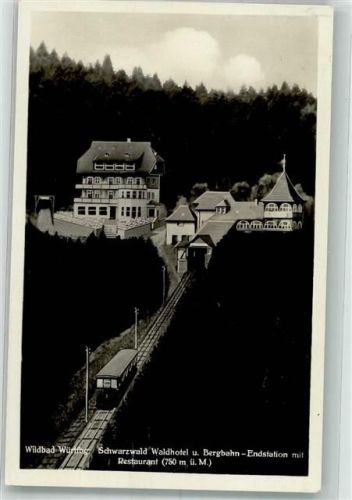 Bad Wildbad 1934 Bergbahn-Endstation und Waldhotel Sommerberg