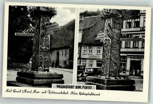 Bad Grund Wegweiser am Marktplatz Auto