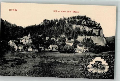 Kurort Oybin 1910 Panorama des Ortes mit Ev. Kirche und Berg Oybin Verlag Hermann Seibt 667