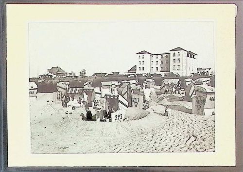 Duhnen Foto montiert auf Karton Strand mit Jugendherberge Fotograf Otto Schulze