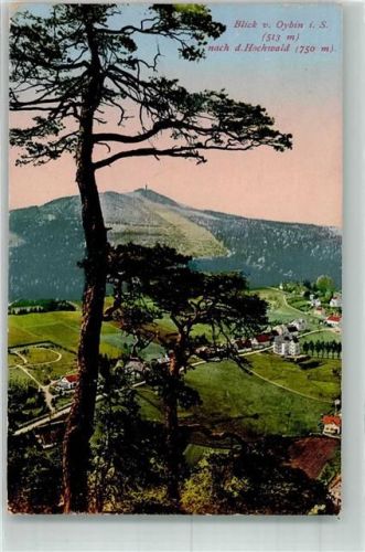 Kurort Oybin 1919 Panorama des Ortes mit dem Hochwald Verlag Degenkolb No. 358 Hüttenstempel Bergrestaurant