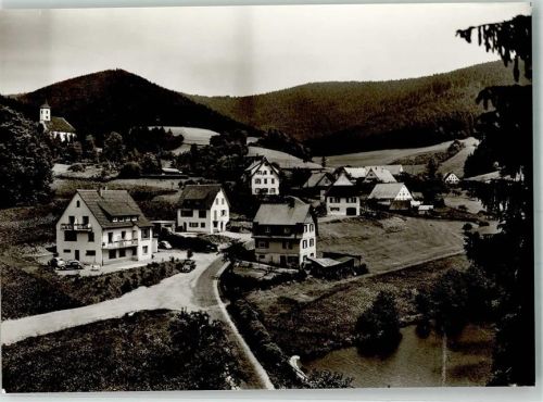 Schwarzenberg Panorama des Ortes mit Ev. Kirche und Pension Haus Ziefle