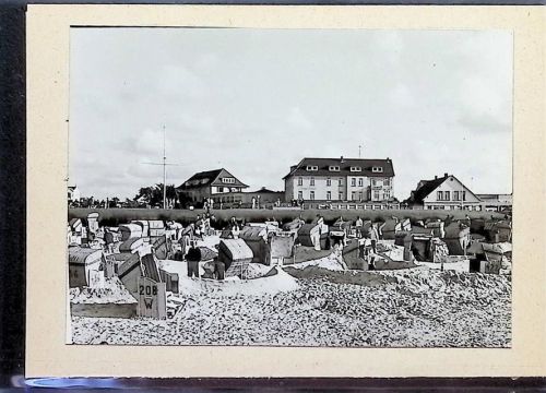 Duhnen Foto montiert auf Karton Strand mit Strandhotel und Seehotel Fotograf Otto Schulze
