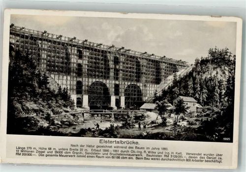 Plauen Elstertalbrücke im Bau mit Chronik