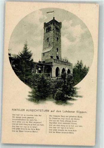 Rinteln 1921 Aussichtsturm Luhdener Klippe