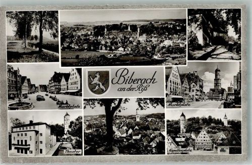 Biberach Panorama der Stadt mit St. Martin Kirche Marktplatz Theater Kapellenplatz Gigelturm Weißer Turm