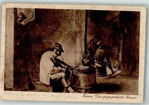 München 1919 sign. Teniers Der geigespielende Bauer Cognac Macholl