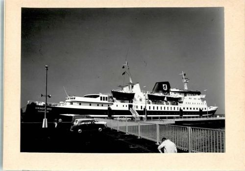 Cuxhaven Foto montiert auf Karton Fährhafen MS Vikingfjord