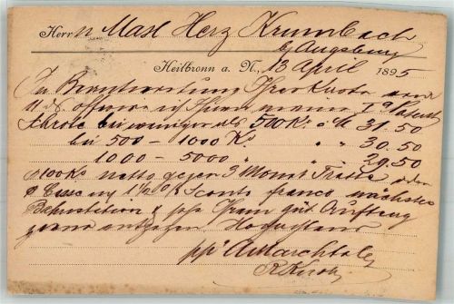 Heilbronn 1895 Geschäftskorrespondenz Fa. Marchtaler