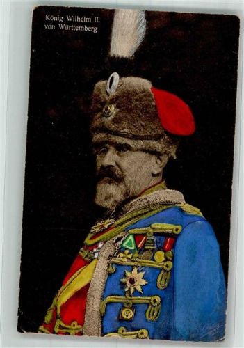 1916 König Wilhelm II in Uniform Orden Wohlfahrtskarte Reichsverband zur Unterstützung deutscher Veteranen Feldpost WK I Barchim