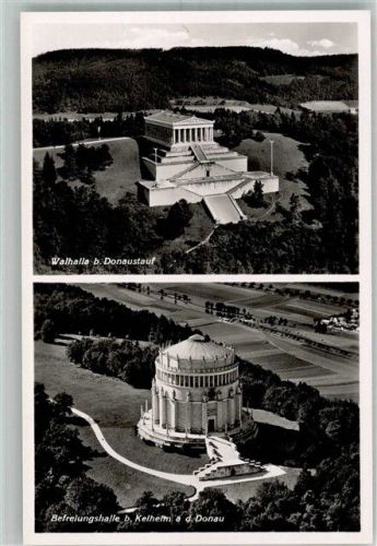 Donaustauf 1939 Fliegeraufnahme der Walhalla und der Befreiungshalle bei Kelheim