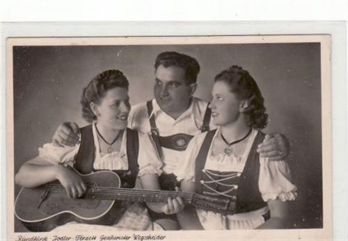 Fotokarte von Scheidegg im Allgäu. Rundfunk - Jodler - Terzett Geschwister Wegscheider ungelaufen Top Erhaltung.